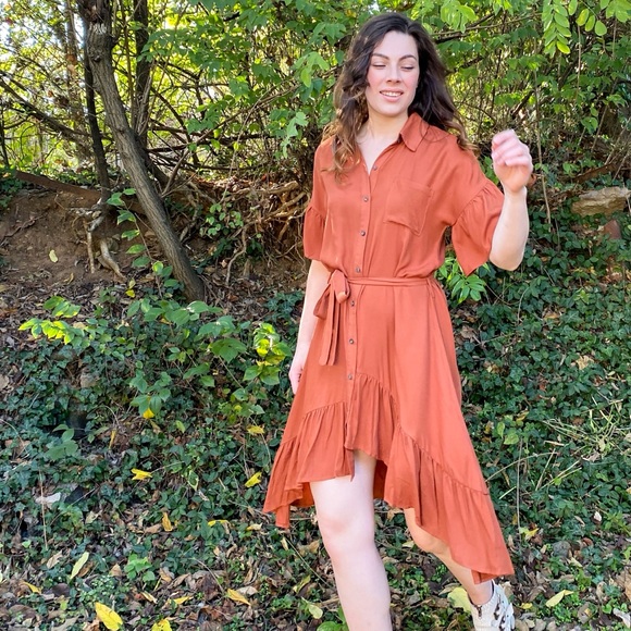 Blushing Heart Dresses & Skirts - Burnt Orange hi-low dress